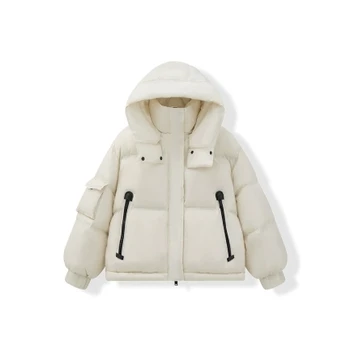2025 Winter Clothing New Down Jacket Hooded Stand Collar Breadcoat White Duck Down Coat Short Style New Trendy Style 1