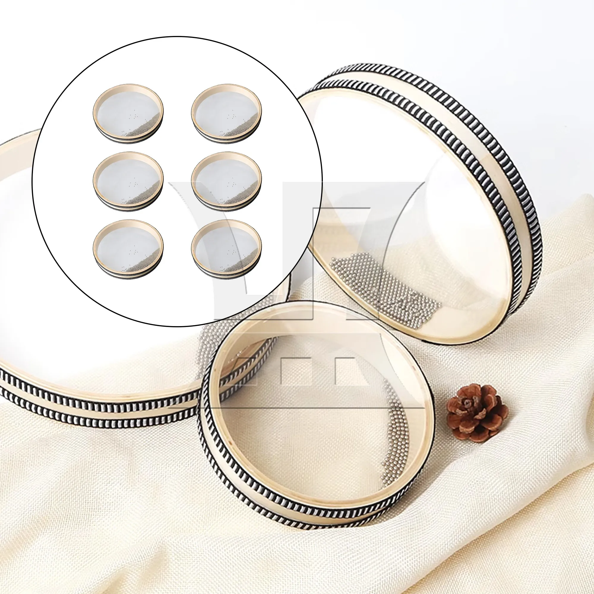 6 Pcs Wooden Wave Bead Hand Drum Percussion Wave Ocean Sound Drum 9.96"