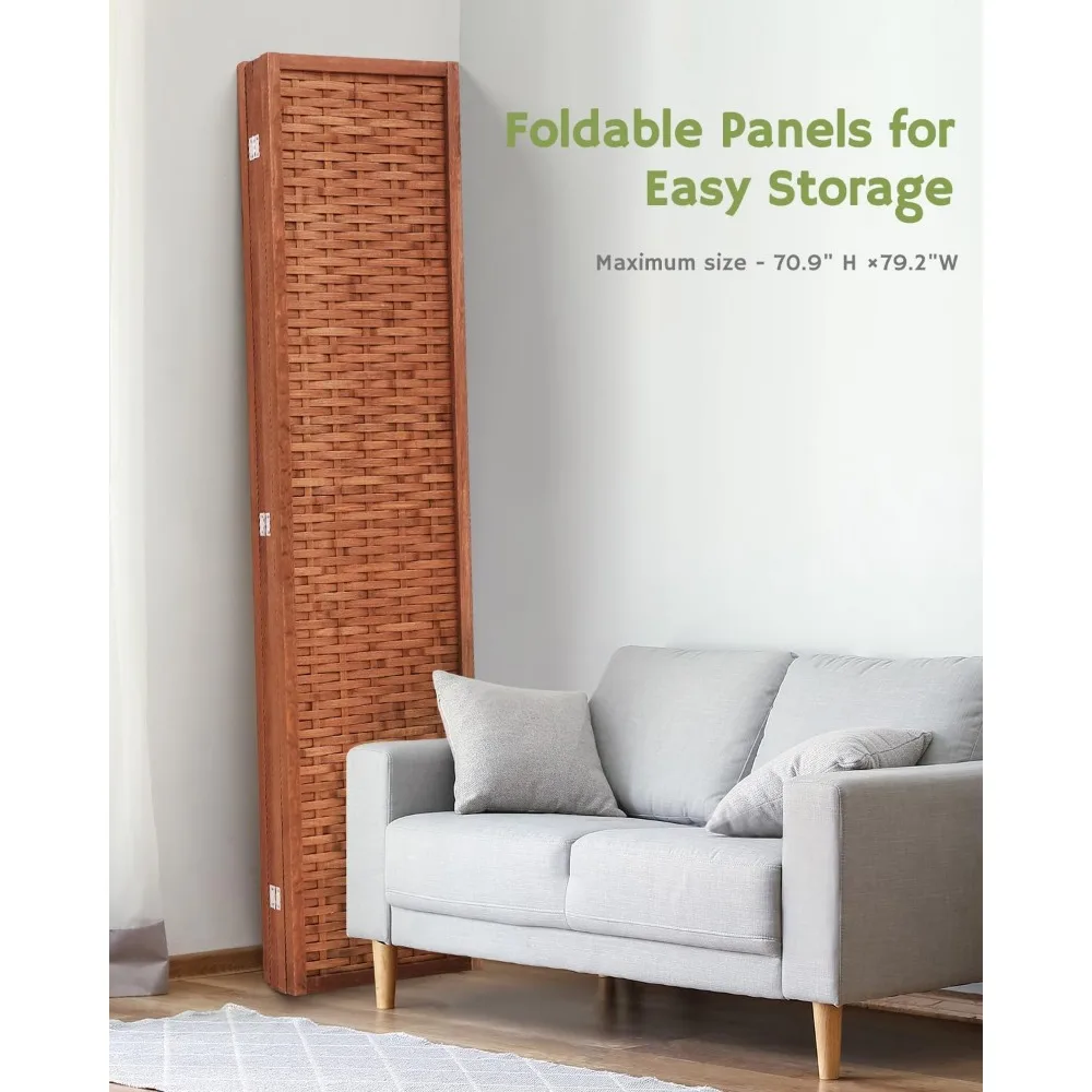 6ft. Tall Extra Wide Folding Privacy Screens with Diamond Double-Weave and Freestanding Room Dividers Privacy Screens