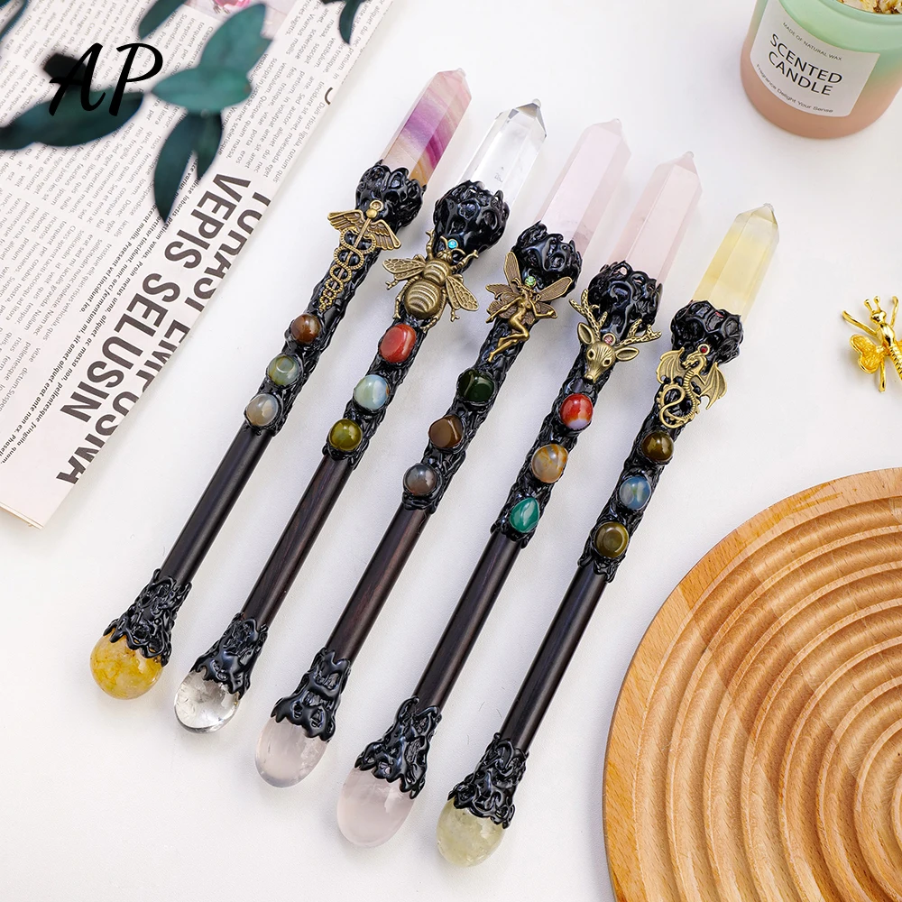 Varita De Bruja De Amatista天然 Hecha A Mano Para Cosplay, Mago Y Halloween – Regalo Ideal Para Navidad Y Cumpleaños