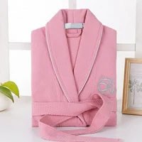 100% Cotton Waffle Bathrobe Men Women Couple Nightgown Hotel Bathrobes Spring Autumn Waffle Bath Robes Sleepwear Nightwear 3