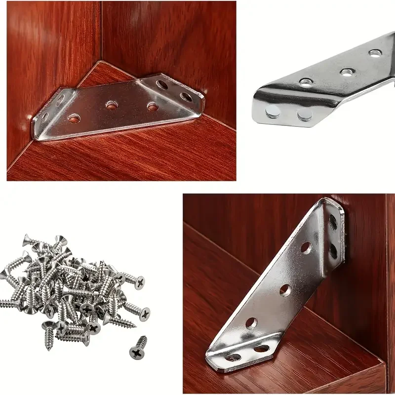 10 Sets Stainless Steel Corner Connectors, Right Angle Thickened Brackets for Furniture, Cabinet & Laminate Projects