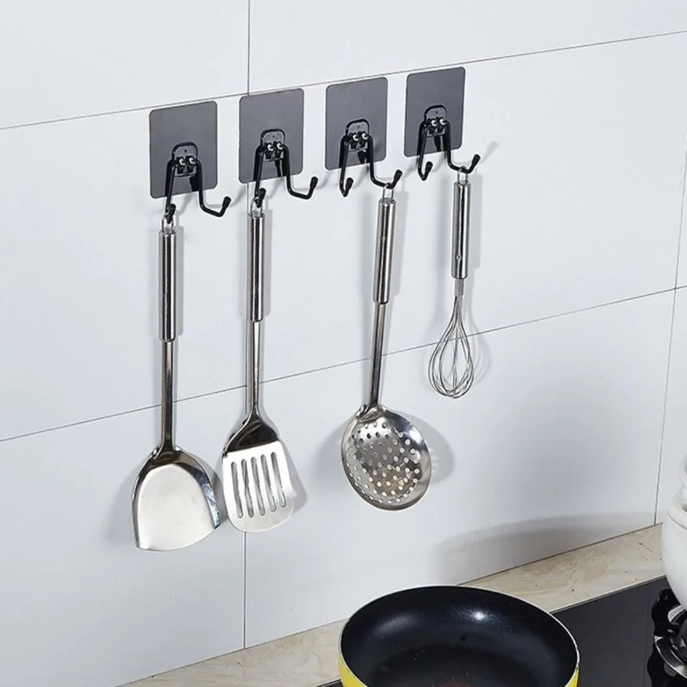 Self Adhesive Wall Hook High Quality Durable Double Hook Traceless Mutifunction Load-bearing Sticky