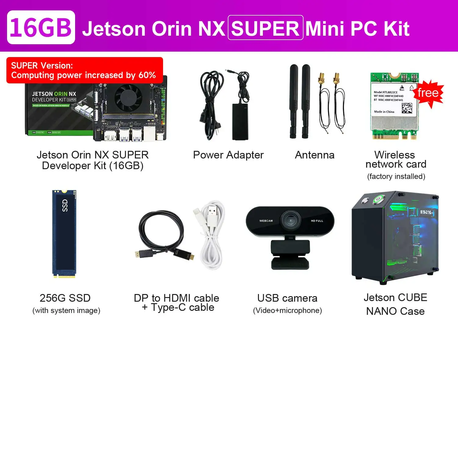 Jetson Orin NX 開発者キット スーパー バージョン 117/157TOPS 計算