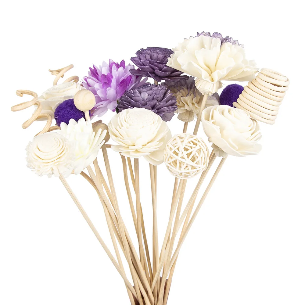 19PCS Purple Series Flower Rattan Sticks Fireless Fragrances Reed Diffuser Stick Diy Ornaments Home Decor reed diffuser stick aroma diffuser sticks