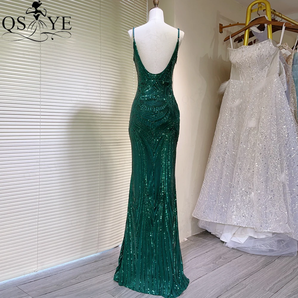 Spaghetti Straps V Neck Sequin Emerald Prom Dresses Full Mermaid Pattern LaceEvening Gown Party Backless Fit Green Formal Dress - AliExpress 320 Spaghetti Straps V Neck Sequin Emerald Prom Dresses Full Mermaid Pattern LaceEvening Gown Party Backless Fit Green Formal Dress - AliExpress 320