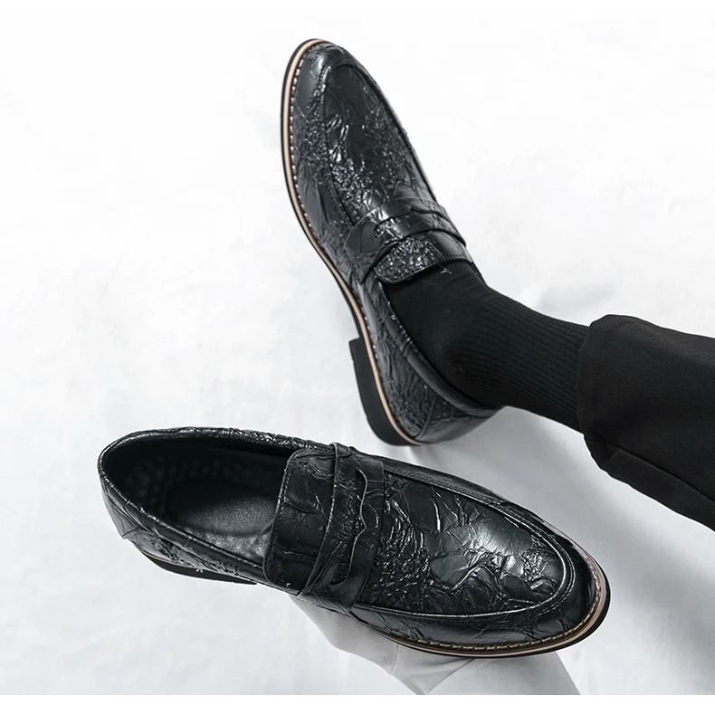 Neue schwarze lässige Herren-Loafer, Modedesigner, neuer Stil, Büro, Freizeit, Business, Party, Erwachsene, Nachtclub-Schuhe, Übergröße 38–46 – Detail 8