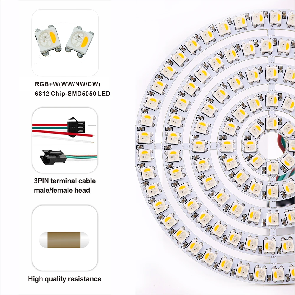6812 RGBW WW CW LED 링 개별 주소 지정 가능 RGBW 라이트 링 SMD 5050 RGBW LED 모듈 라이트 8/16/24/35/45Leds LED 픽셀 5V