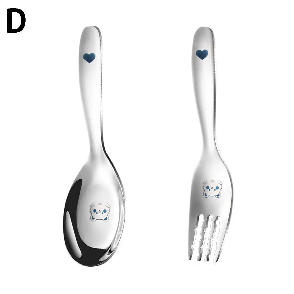 

Stainless Steel Kids Cutlery Cartoon Pattern Carving Cute Tableware Safe Fork Baby Spoon Eco Friendly Feeding Flatware Chil H1U3