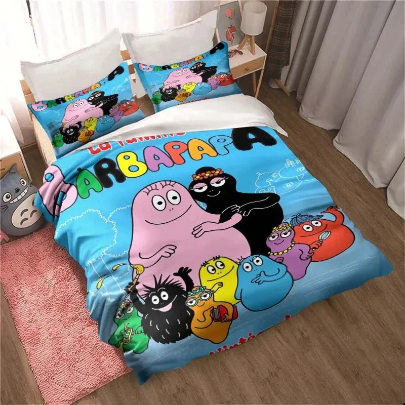 Les Barbapapa Family Cartoon 3 Piece Bedding Set Twin Duvet Cover Set All Season Quilt Cover  Bedding Set Twin Single Boys 2
