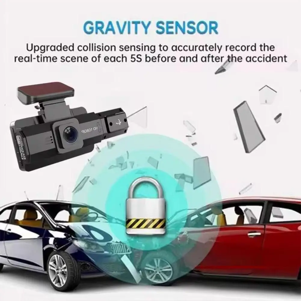 

3-дюймовый Автомобильный видеорегистратор с двойной передней и внутренней камерой HD, черный, 1080P, автомобильные аксессуары для приборной панели, видеорегистратор с функцией ночного видения K2B6