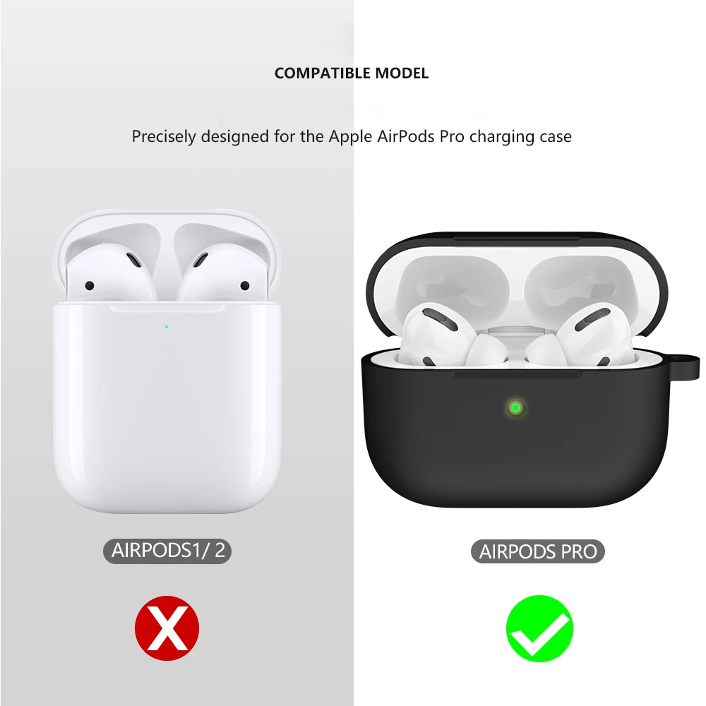 Capa de silicone para Apple Airpods Pro, Bluetooth Case, Fones de ouvido Acessórios, Skin Hook, Air Pods Pro 1