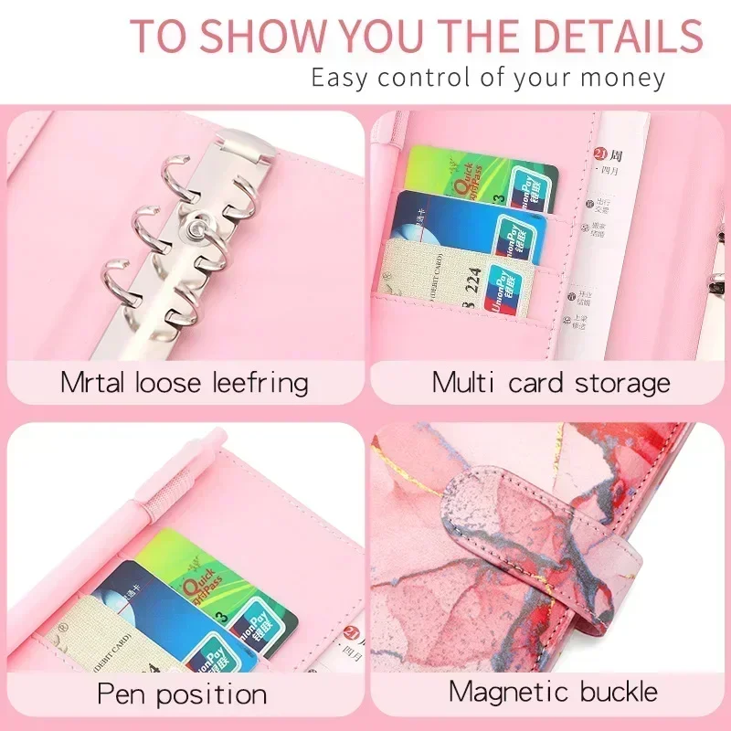 

Денежные деньги, новинка, блокнот с отверстиями, финансовый бюджет, экономия, свободный мраморный связующий конверт, управление, 6 листов планировщика