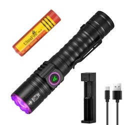 UltraFire SP69 Zoom UV LED Flashlight 365 395nm Type-C Charging 18650 Curing Resin Detection Light Carpet Pet Urine Detector