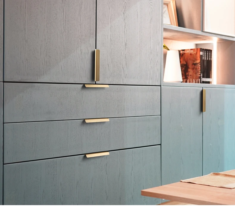 Goo-Ki Pure Brass Finger Pulls Luxury Matte Cabinet Handles Brushed Brass Finger Pulls Aluminum Kitchen Cabinet Hardware