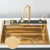 Stainless Steel Kitchen Sink with Faucet 75*45cm Large Single Bowl Digital Display Dish Basin Sink Waterfall Hot Cold Faucets 4
