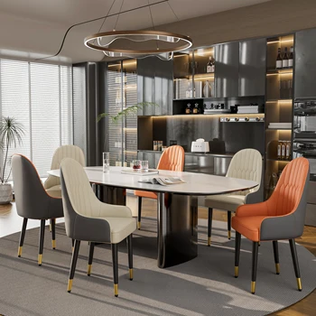 Faux Leather Dining Chair Set of 2 with Solid Wood Legs 3