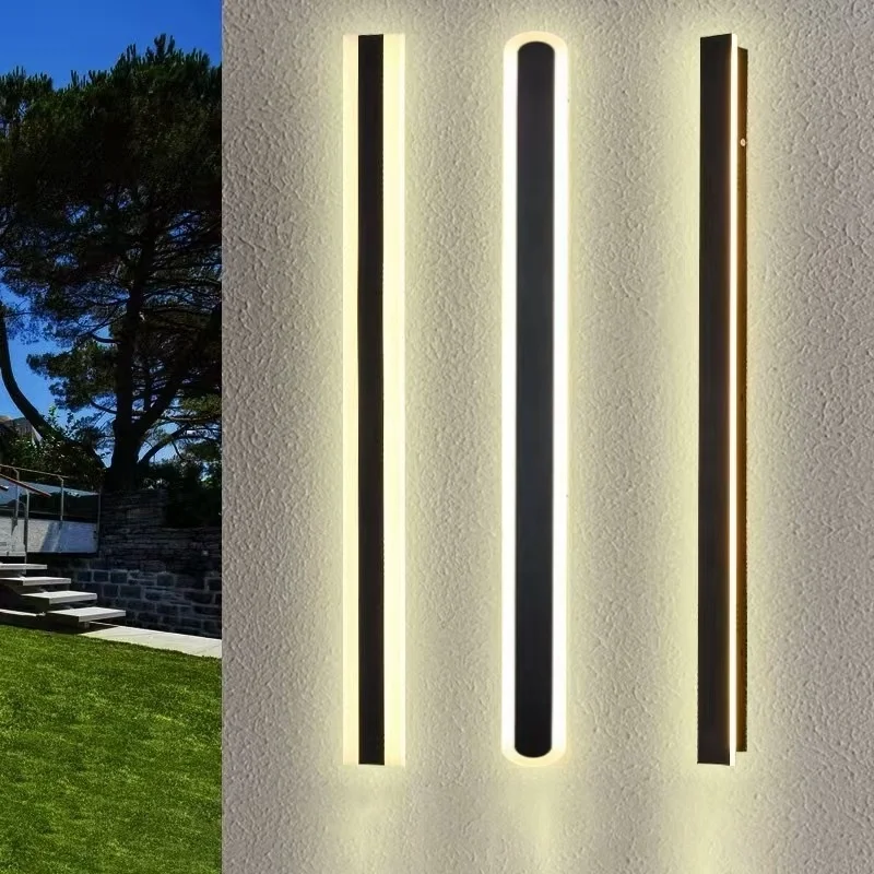 LED Long Strip Wall Lamp Garden Porch IP65 Outdoor Waterproof Wall Lights Bedroom Bedside Stair Living Room Decor Light