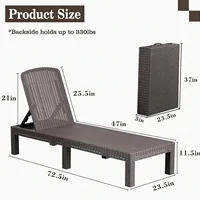 Outdoor Chaise Lounge,Resin Pool Lounge Chair Waterproof Recliner,Mocha 2