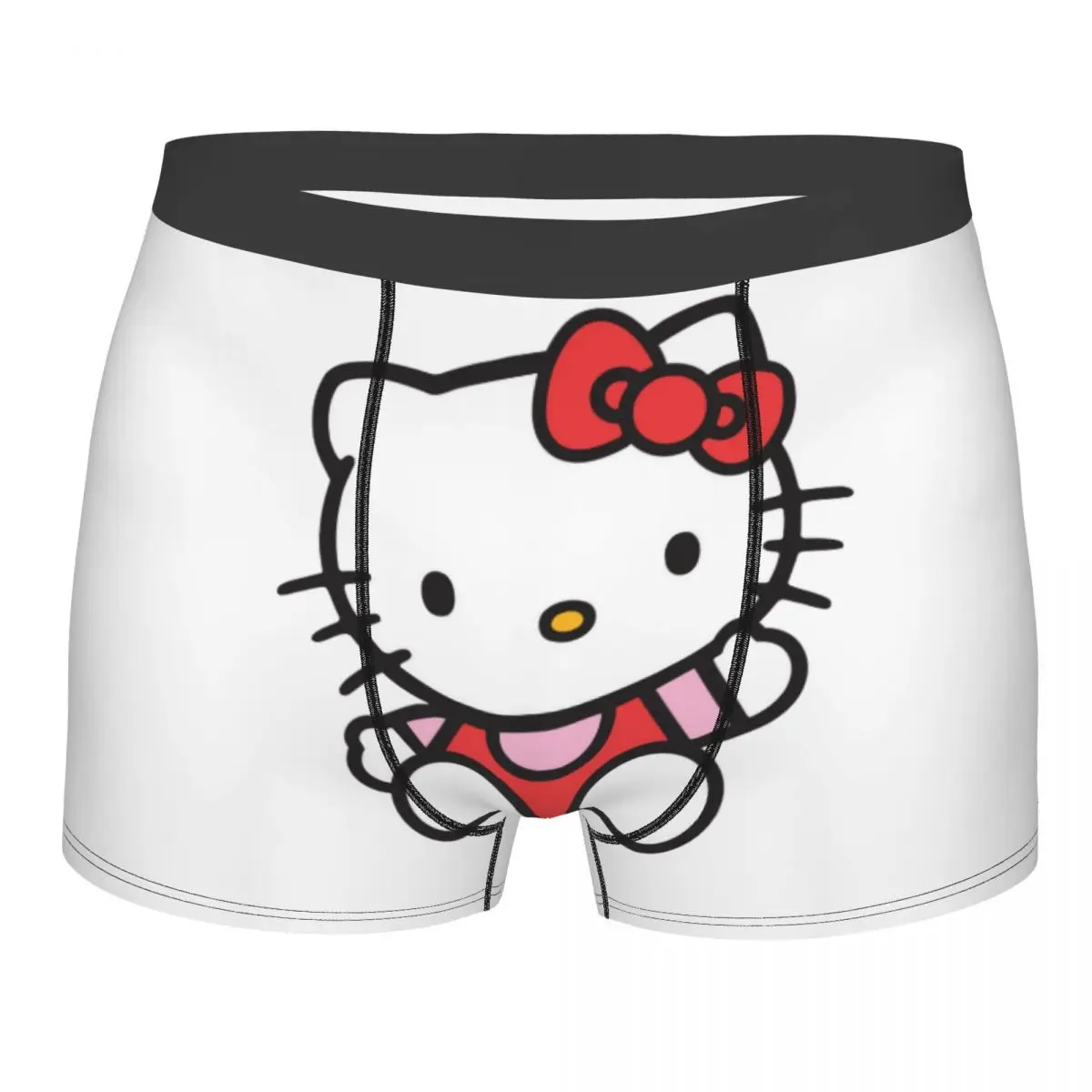 

Индивидуальное мультяшное нижнее белье Hello Kitty, мужские эластичные белые боксеры, мягкие мужские трусы