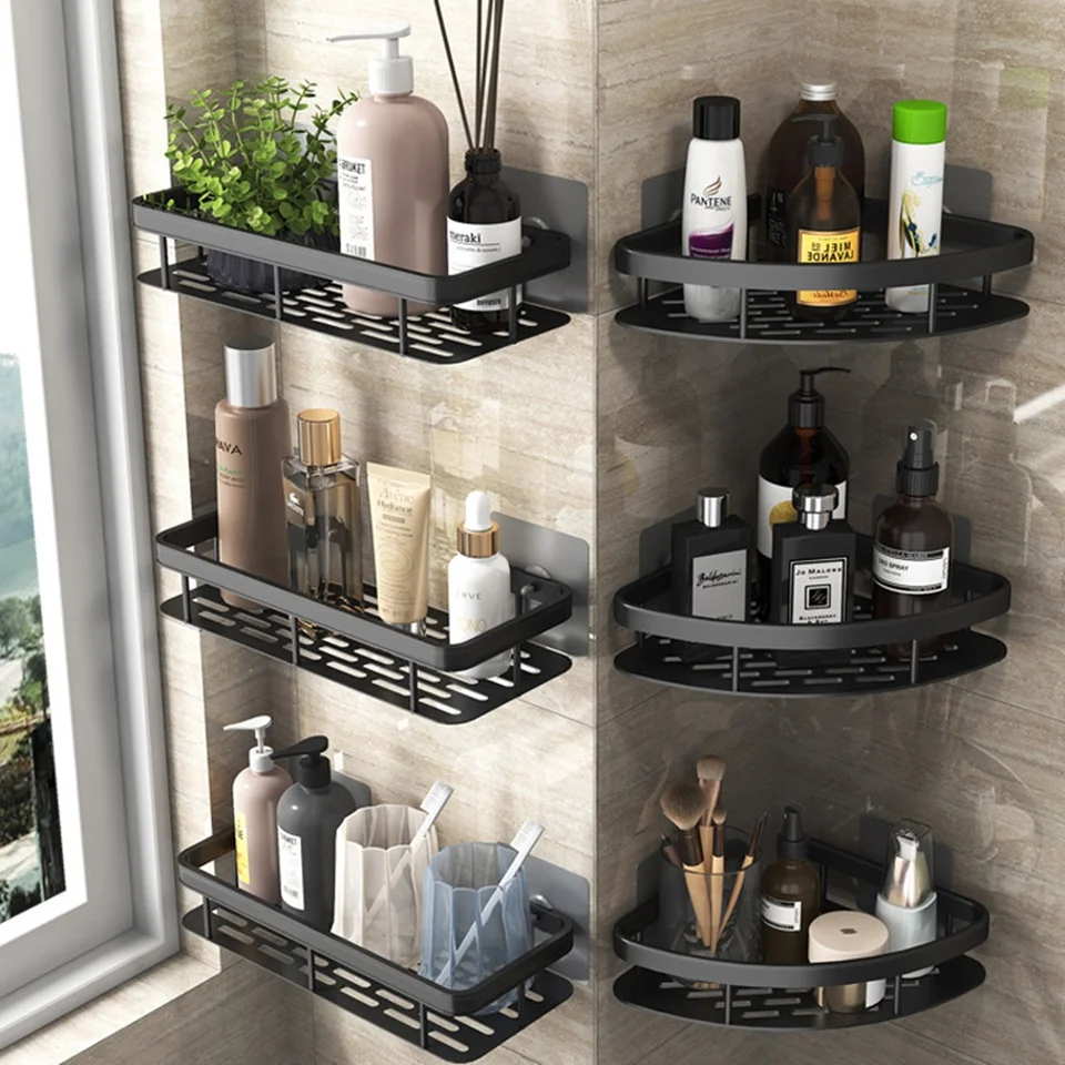 Bathroom Corner Punch-Free Rack 180 Degree Rotating Storage Rack Wall Mount  Household Bathroom Corner Punch-Free Rack SAL99 - AliExpress