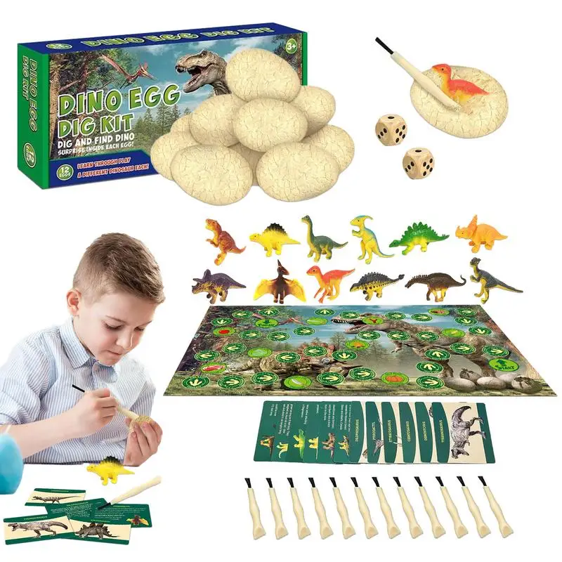 

Dinosaur Dig Kit Dino Science Experiments Kits Break Open 12 Unique Eggs Discover 12 Cute Dinosaurs Easter Digging Toy Science