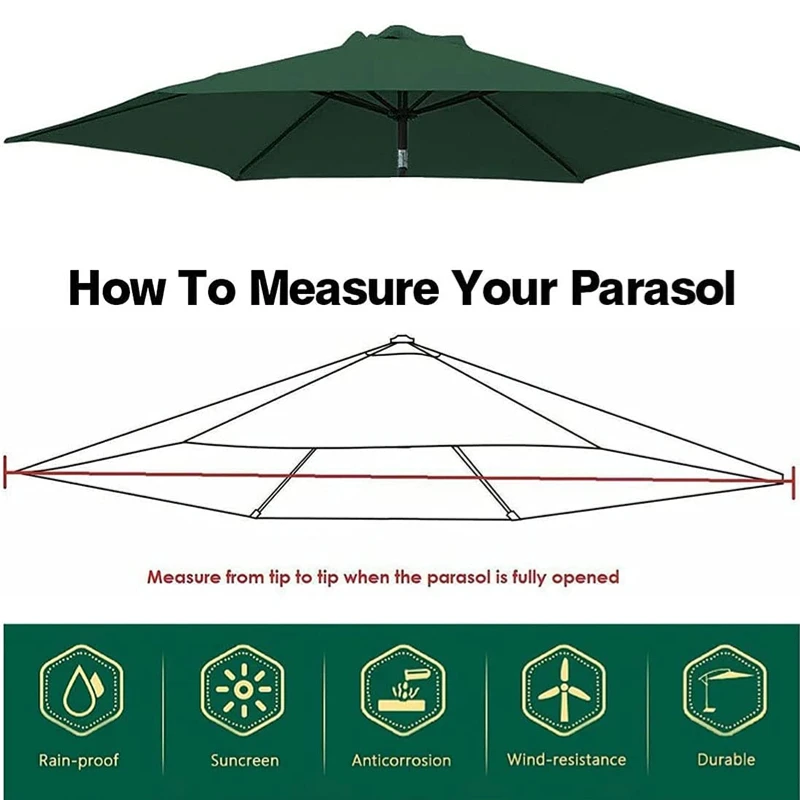 Sunshade Cloth Rib Polyester Sunshade Cloth Outdoor Patio Umbrella Surface Replacement Cloth Rainproof Sunshade
