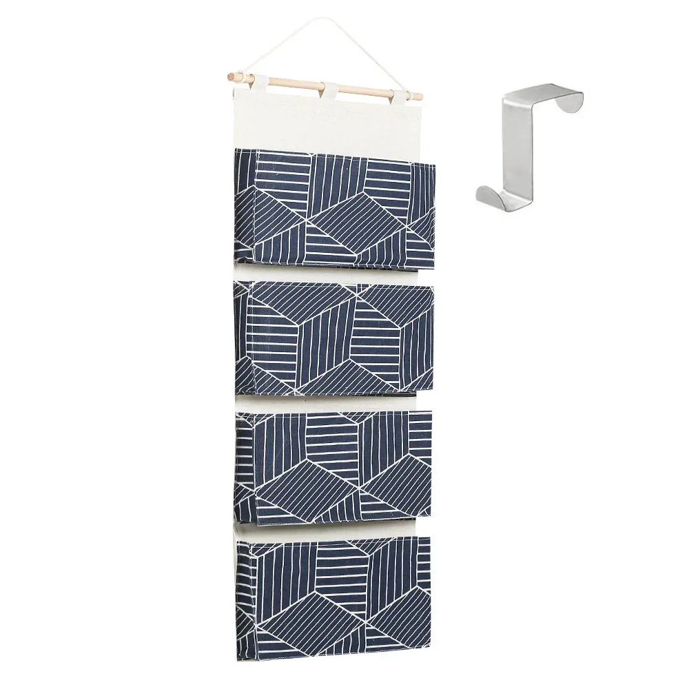 Wall Hanging Organizer Bag Cotton Linen Fabric Door Hanging Bag Sundries Bag Home Closet Wall Organizer Hanging Storage 3