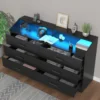 Chest of Drawers with LED Light, Modern Dresser with Open Storage Cubby, Double Wide Dresser Organizer for Bedroom 5