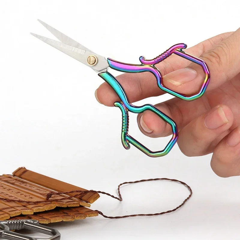 Retro Craft Scissors Stainless Steel Square Handle Household DIY Embroidery Thread Scissors For Sewing Cutting Cloth 4