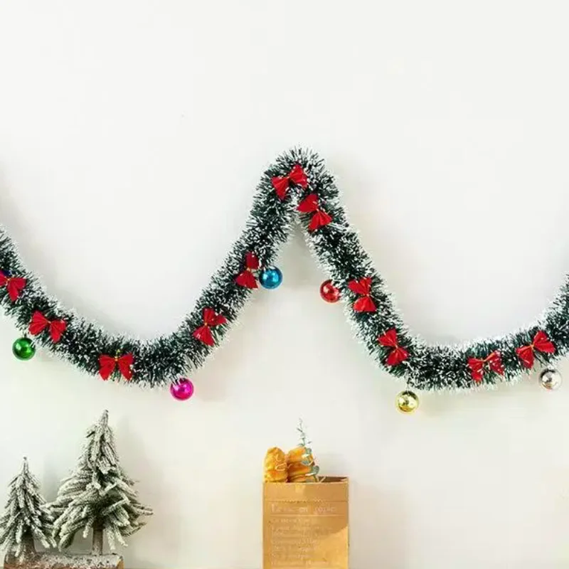 1PCS 2M Christmas Tree Tinsel Garland Christmas Decor For Home 2026 Metallic Twist Garland Xmas Ornament New Year Party Decor