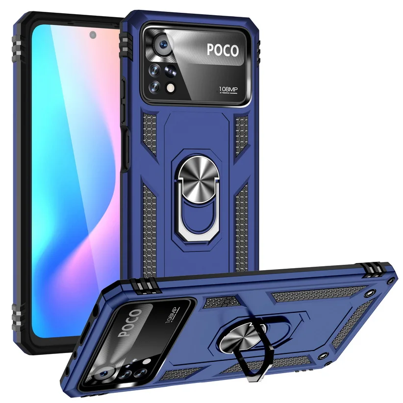 Enhanced Armor Shockproof Silicone Hybrid Case with Metal Ring