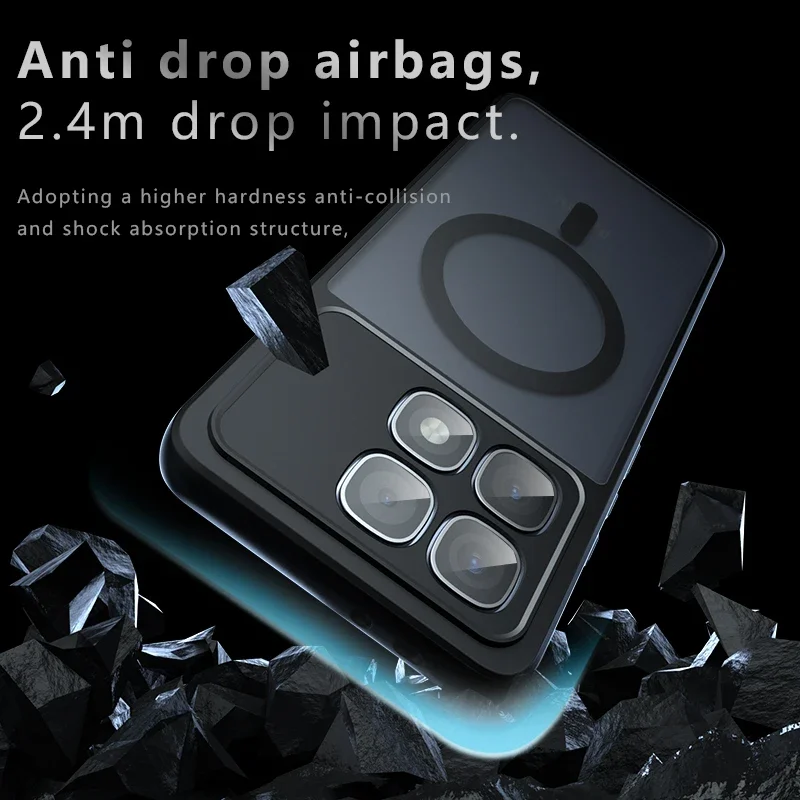 ELVEV Magnetic Shockproof Matte Case - Anti-Fingerprint Back Phone Cover