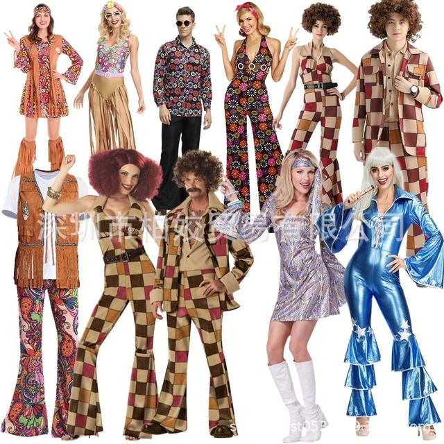 Halloween Retro 70s 80s Hippie Cosplay Costume Suit For Men Fancy Disguise  Carnival Party Vintage Rock Disco Night Club Outfits - AliExpress