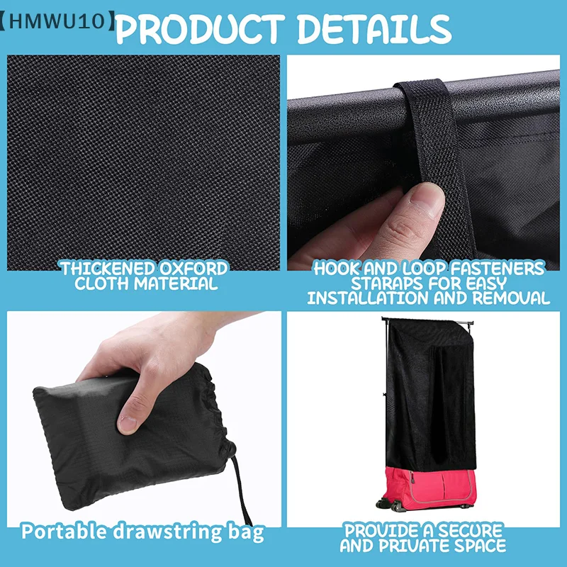 Privacy Curtain For Dance Bag Suitcase Portable Changing Room Black Three Sides Privacy Curtain With Functional Pocket 6