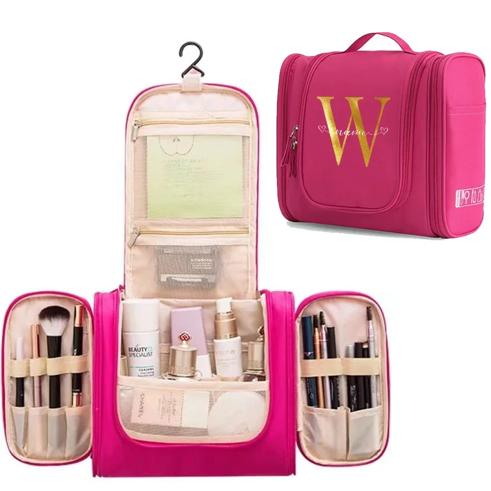 Customize Any Name Cosmetic Bag Portable Storage Makeup Bags Women Large Capacity Make Up Case Letter Print Travel Organizer