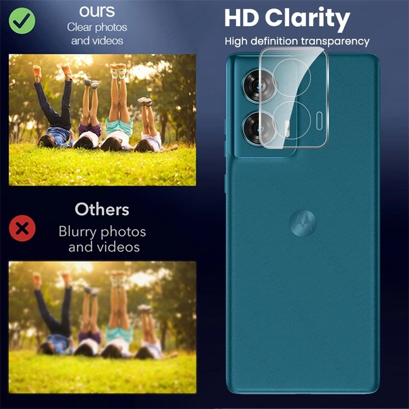 Crystal Clear 3D Camera Lens Protector for Motorola Edge 50 Fusion 5G Case – Curved Glass Protection Cap