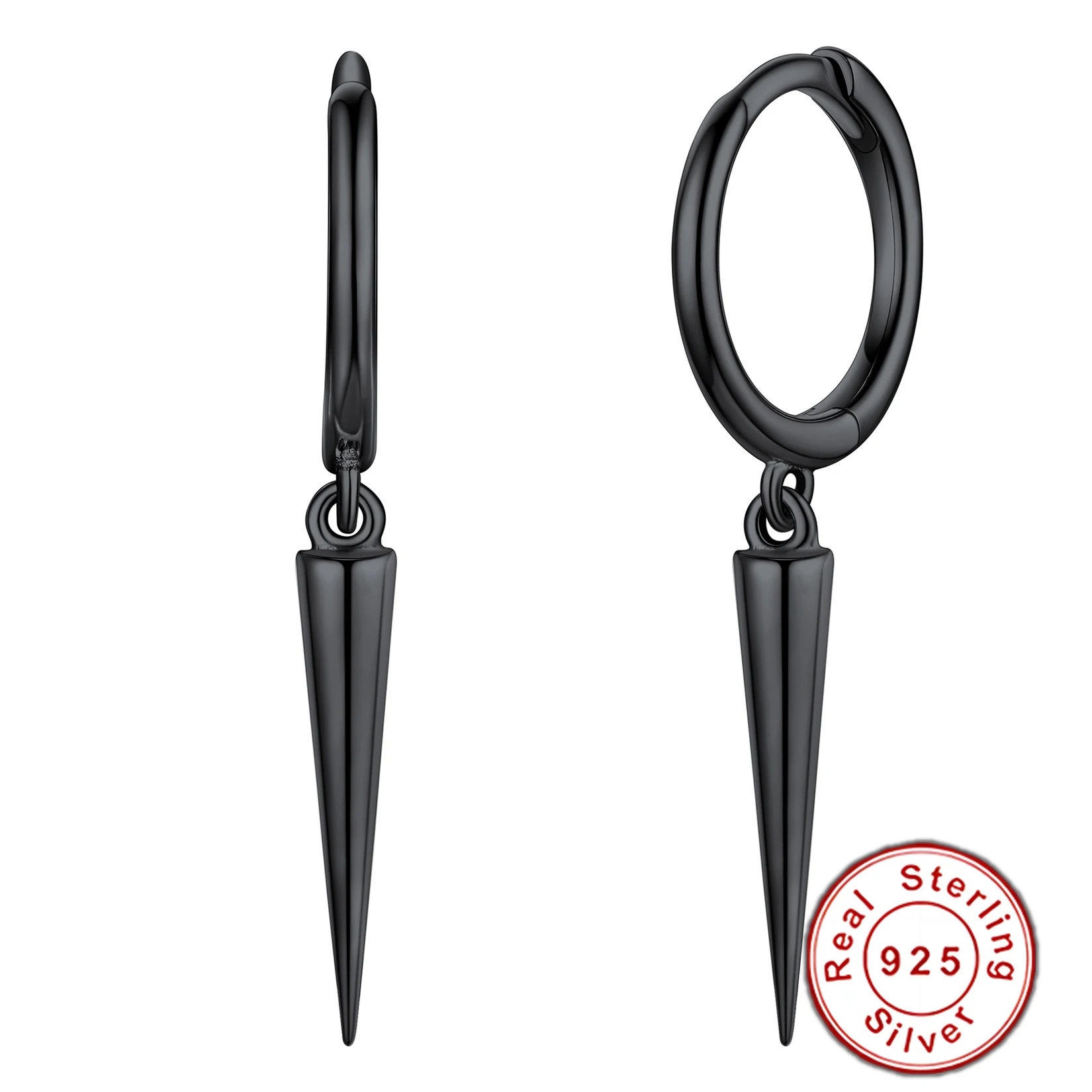 925 Sterling Silver Rivet Hoop Earrings for Women Men Huggie Hoops Dangle Circular Cone Ear Jewelry