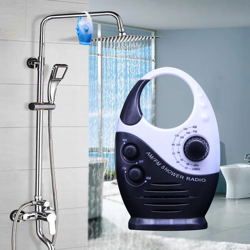 Portable Shower Radio, Bathroom Radio, AM FM Hook Type, Waterproof, Broadcast Music, Shower Speaker, Radio, Blue, Compact Radio - 2