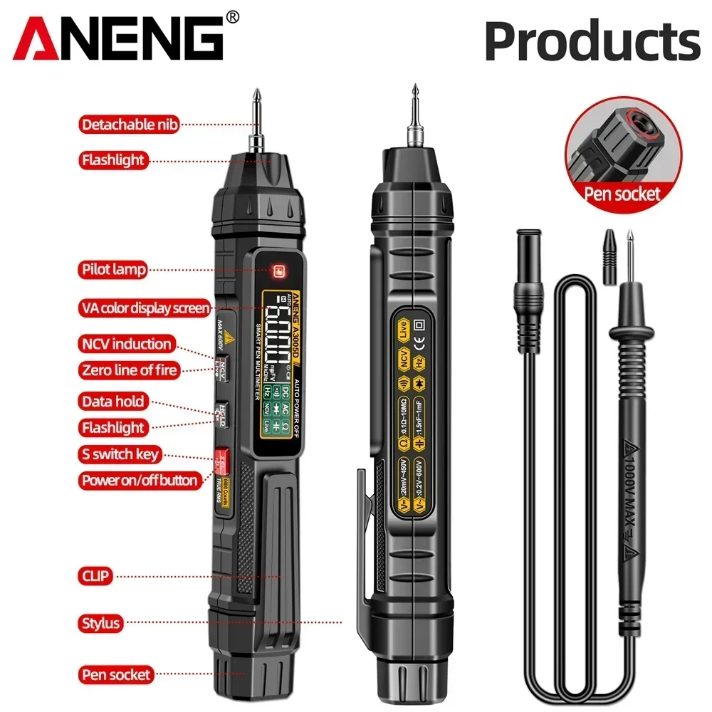 ANENG 6000 īƮ  Ÿ  Ƽ, True RMS AC DC  ׽, NCV Hz Ohm   , A3005D