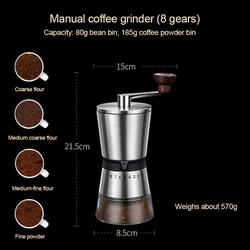 Premium Manual Coffee Grinder with Adjustable Ceramic Grinding Core (8 gears)