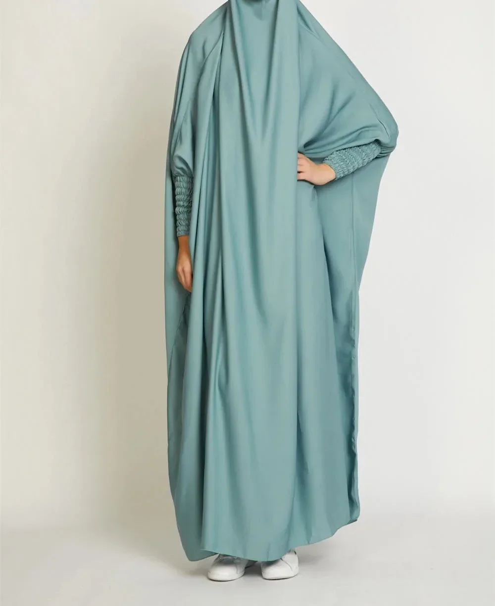 Ramadan Hooded Abaya Satin Muslim Women One Piece Jilbab Prayer Garment Hijab Dress Abayas Dubai Long Khimar Robe Islam Niqab