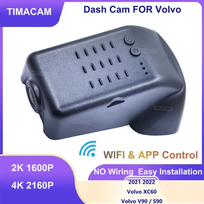 

TIMACAM 2K 4K 2160P Wifi Dash Cam Front and Rear Camera Car DVR For Volvo XC60 V90 S90 2021 2022 Video Recorder Easy Install