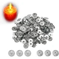 100pc metal candle wick sustainers tabs , Silver Waxed Carry wick holder for Wax Fixed Base Holder Stand candle making tool 1