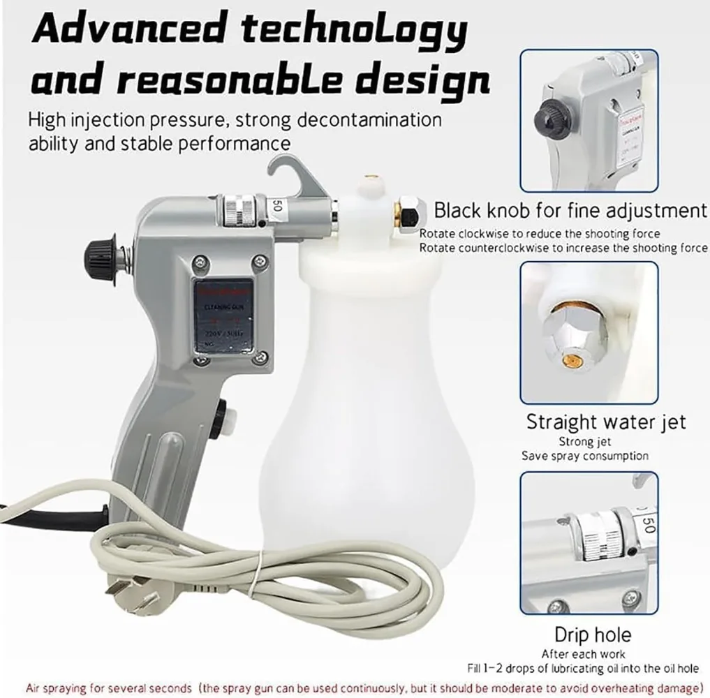 Electric Textile Spot Cleaning Gun, Textile Spray Gun with Pressure Adjustment Function, High-Pressure De-Spotting Gun