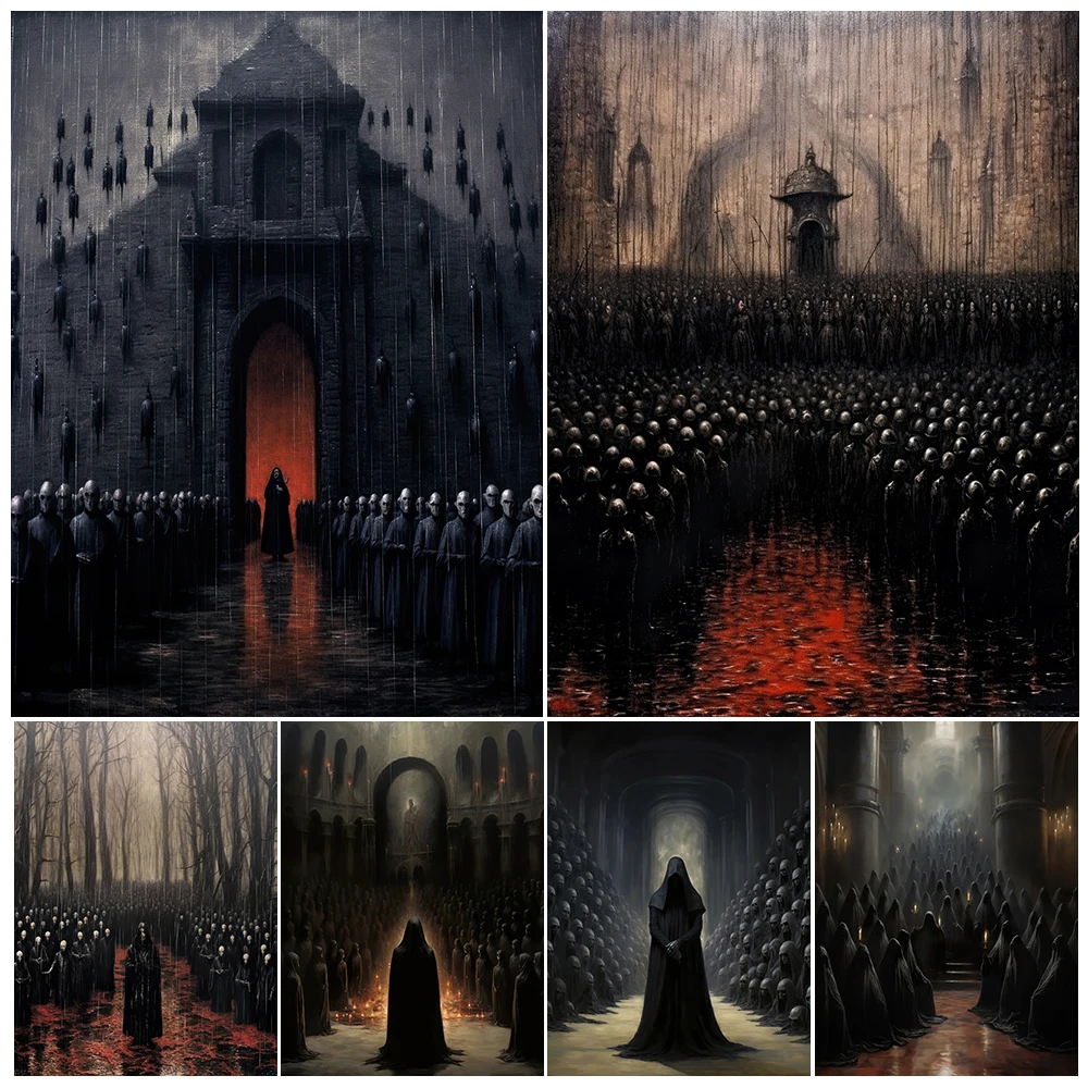 

Dark Legion From Hell Vintage Wall Art Canvas Painting Creepy Pagans Art Poster And Print For Living Room Decoration Unframed