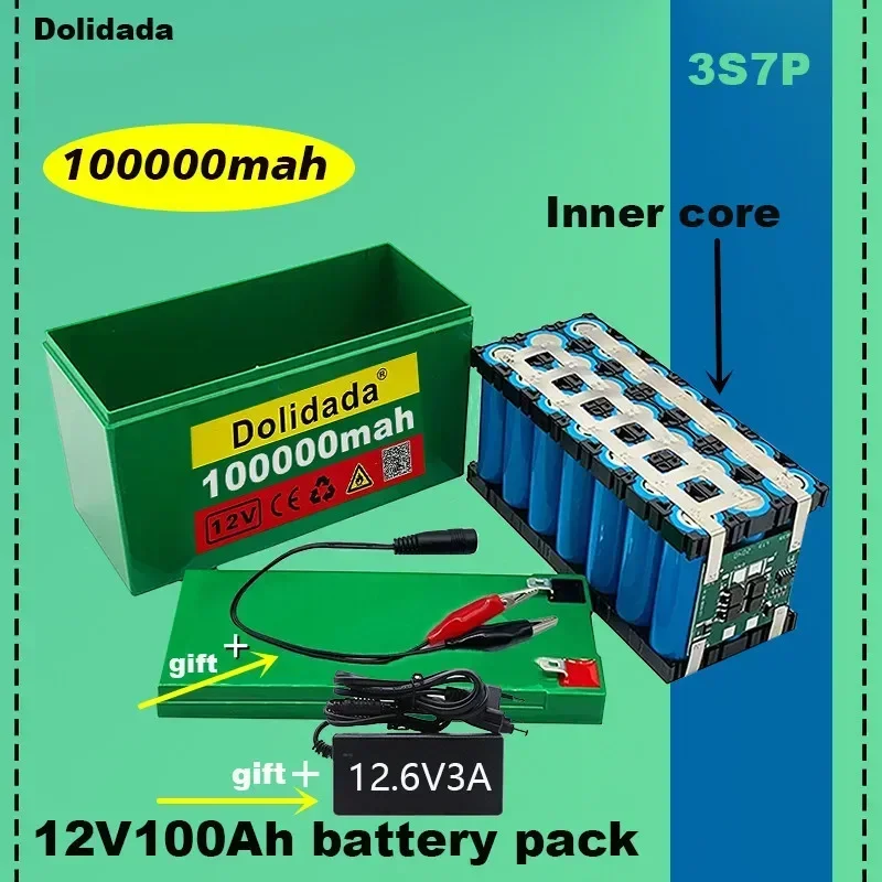 

Литий-ионный Аккумулятор 12В 3s7p, Ач, подходит для наружного освещения сельскохозяйственного распылителя, резервный аккумулятор + зарядное устройство