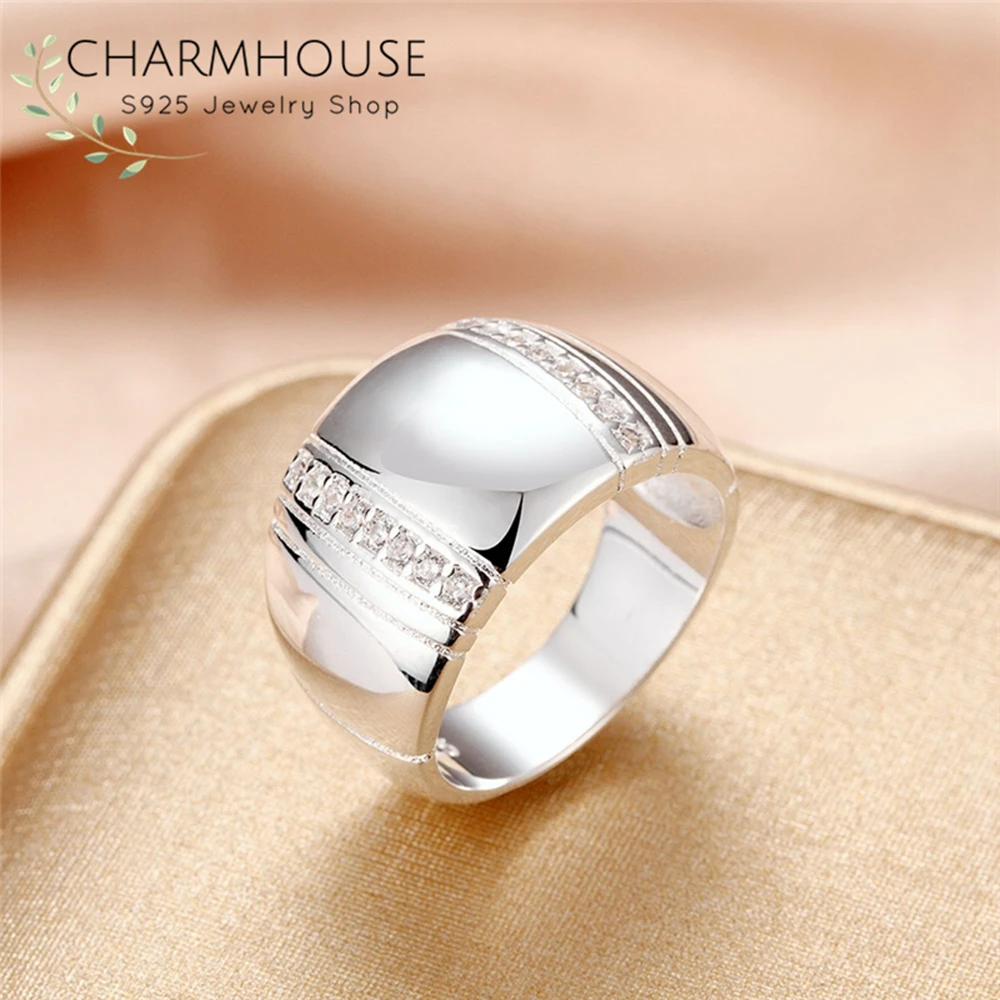 de plata 925 para mujer, Anillo ancho de dedo grande, Tamaño Anillo Bague para mujer, accesorios de joyería de alta calidad, regalos fiesta - AliExpress Joyería y accesorios