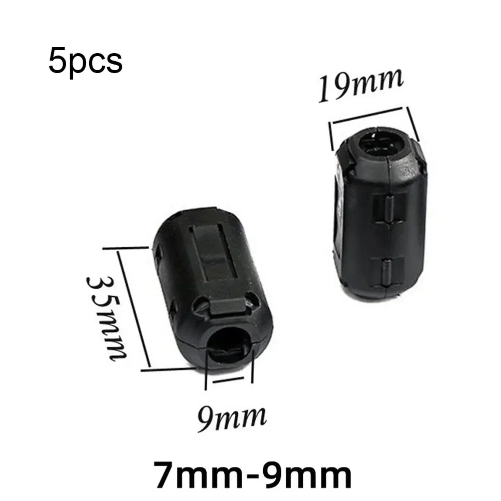 Cable Filter 5x 5mm 7mm 9mm 11mm 13mm Black NI-ZN Anti-Jamming Toroidal Clip-on Clamp RFI EMI Noise Magnetic Ferrite Core