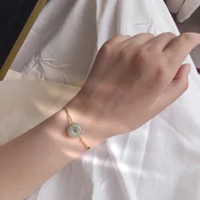 

Jewelry 14 K Yellow Gold Natural Green Jade 16-18cm Bizuteria for Women Pulseira Feminina Pulseras Ley 925 Bizuteria Girls